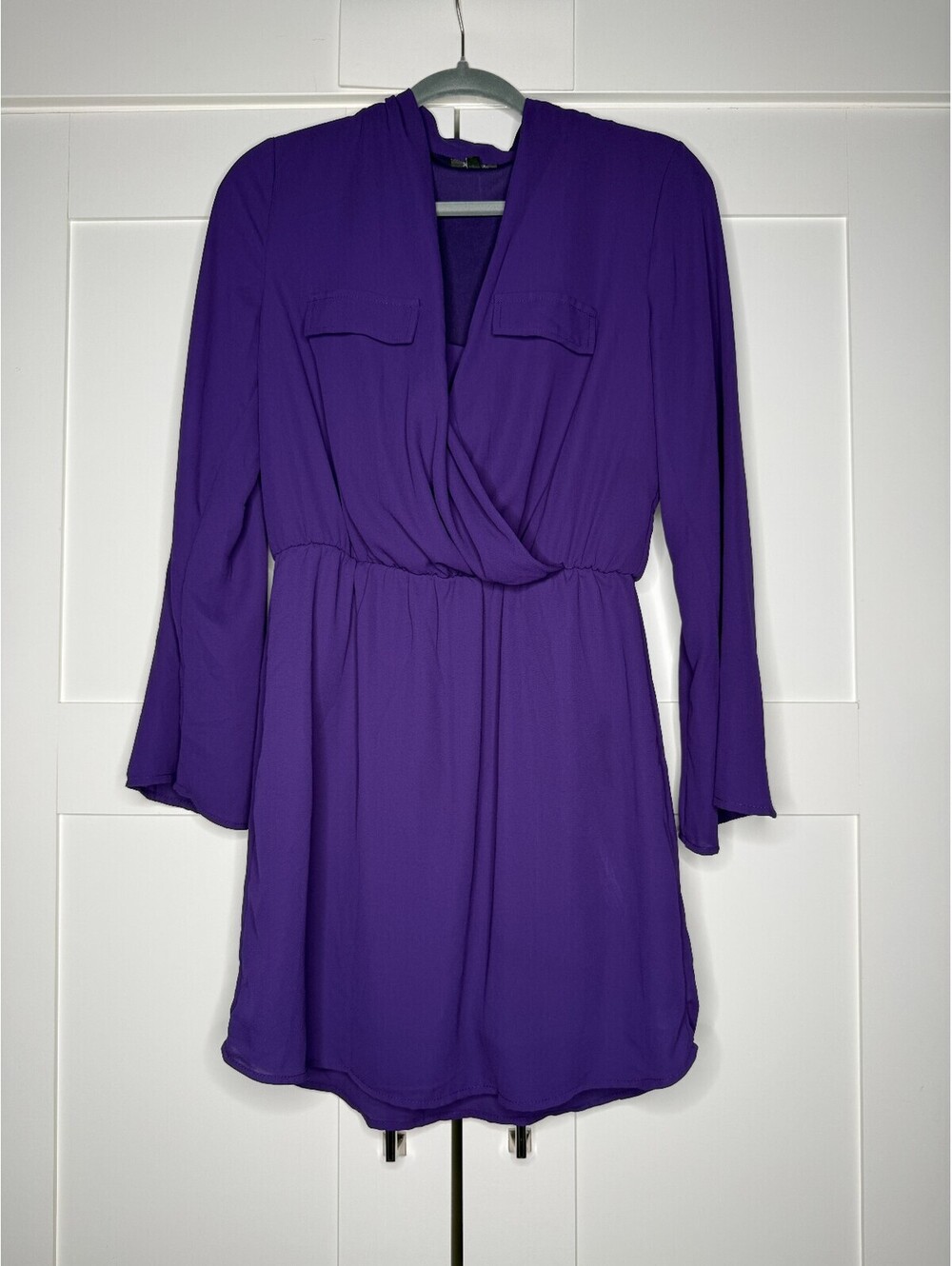 XOXO Purple Long Sleeve Surplice Mini Dress Size Medium